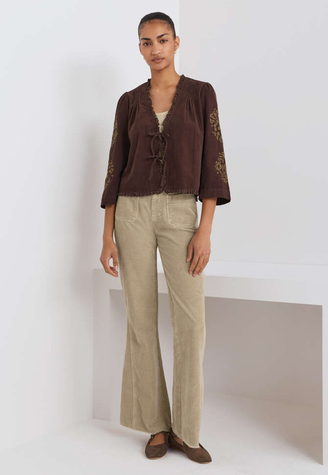 Plait detail cord trouser, Fawn, completeTheLook