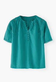 Lace-detail blouse, Deep turquoise, webstill