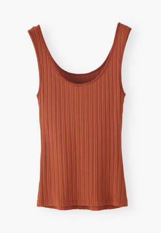 Lace-rib vest, Burnt orange, webstill