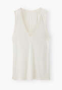 V-neck jersey vest, Ecru, webstill