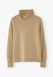 High-neck sweater, Sand, webstill