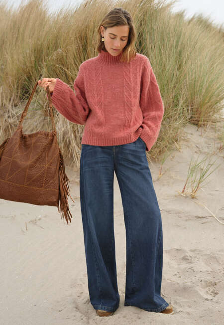 Cable-knit sweater, Candy pink, completeTheLook