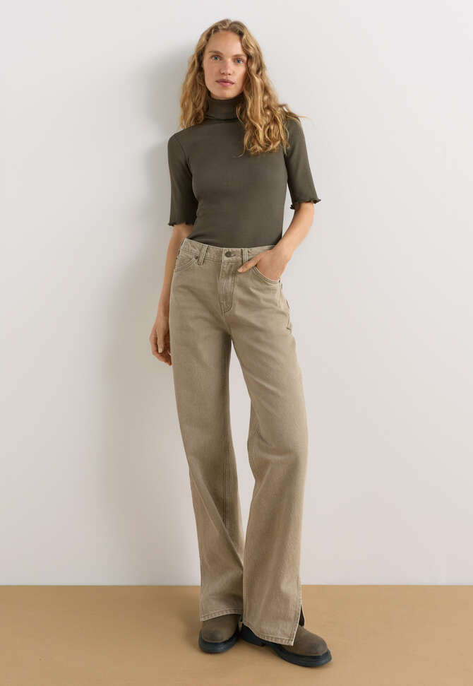 Ribbed roll-neck top, Dark forest, completeTheLook