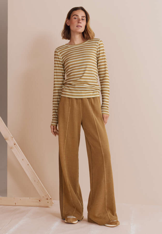 Printed striped top, Ivory gold, completeTheLook