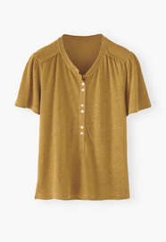 Collared jersey top, Mustard marl, webstill
