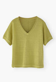 V-neck T-shirt, Soft lime, webstill