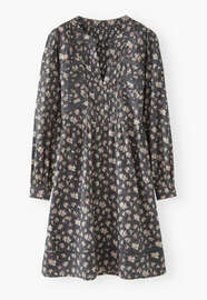 Printed short dress, Charcoal magenta, webstill