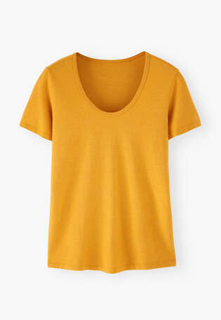 Scoop-neck T-shirt, Golden yellow, webstill