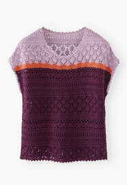 Crochet stitch sweater, Aubergine orange, webstill