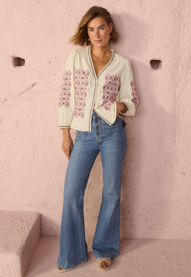 Embroidered blouse, Ecru, completeTheLook