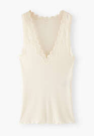 Lace v-neck jersey vest, Off-white, webstill