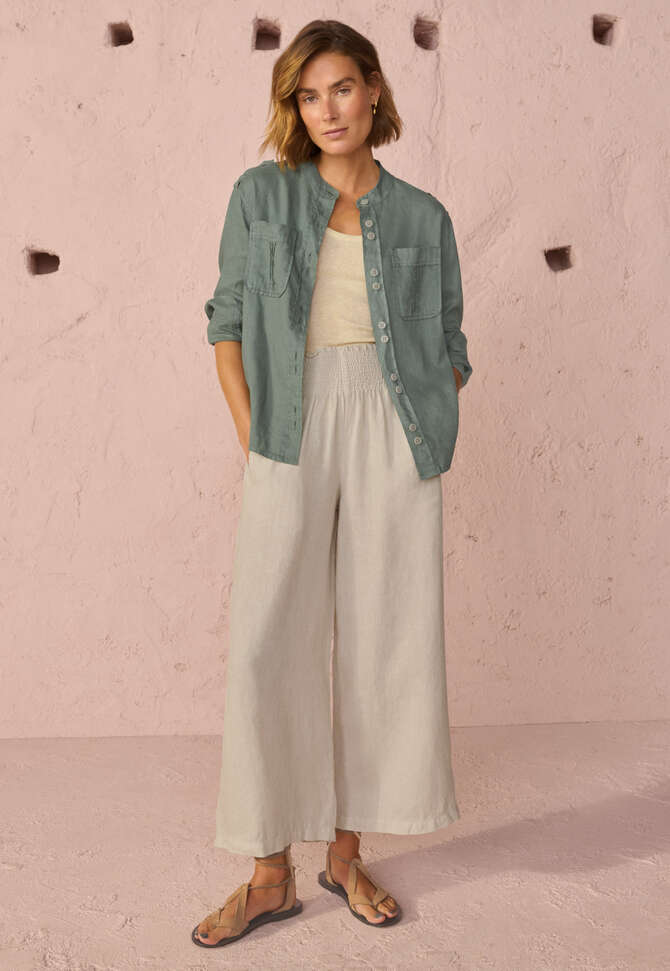 Embroidered-back blouse, Teal slate, completeTheLook