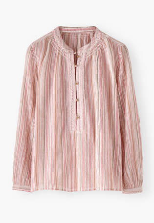 Crinkle stripe blouse, Ecru pink, webstill