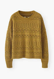 Pointelle sweater, Green ochre, webstill
