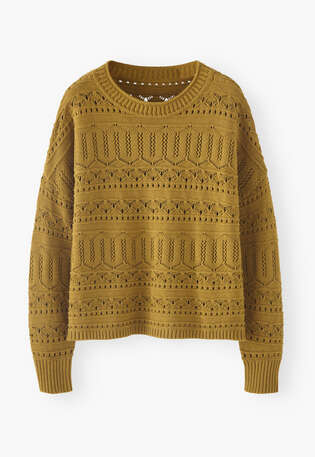 Pointelle sweater, Green ochre, webstill