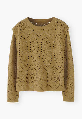 Broderie top, Golden olive, webstill