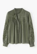 Lace pintuck blouse, Forest green, webstill