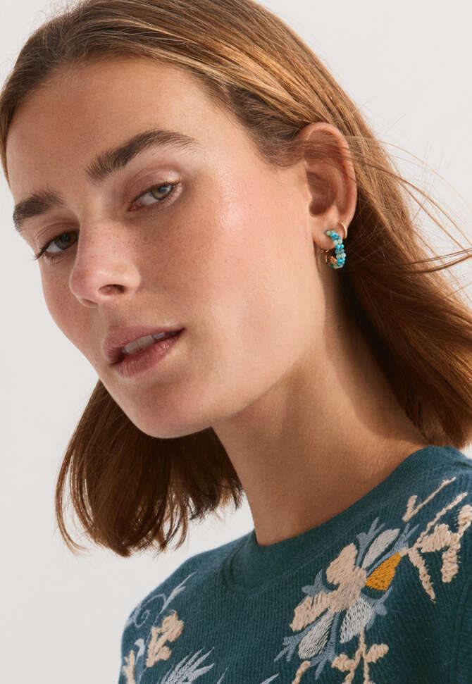 Beaded earrings, Turquoise, completeTheLook