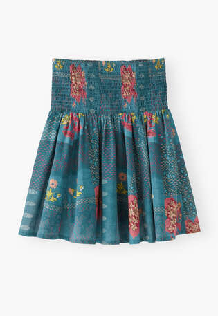 Patchwork printed skirt, Denim cerise, webstill