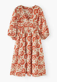 Printed dress, Ivory red, webstill