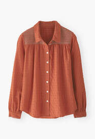 Shirring-detail shirt, Terracotta orange, webstill