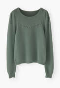 Stitch-mixing pointelle sweater, Jewel green, webstill