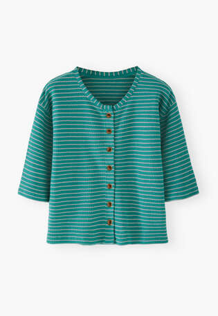 Textured striped cardigan, Turquoise pink, webstill