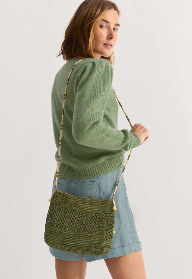 Crochet cross-body bag, Lime, completeTheLook