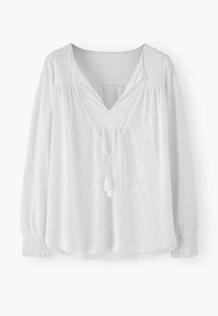Gathered top, White, webstill
