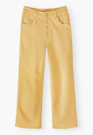 Straight-leg let-down hem jeans, Soft honey, webstill