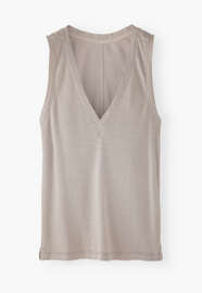 V-neck jersey vest, Stone, webstill