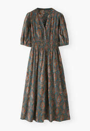 Printed dress, Teal mink, webstill