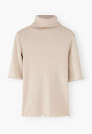 Ribbed roll-neck top, Warm ecru, webstill