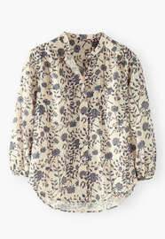 Collarless printed blouse, Ecru, webstill