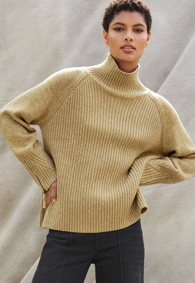 High-neck sweater, Sand, completeTheLook
