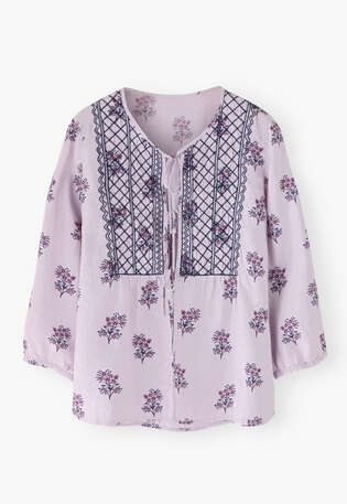 Tie-front print blouse, Lavender, webstill