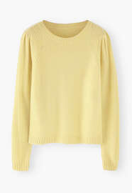 Puff-sleeve sweater, Pastel yellow, webstill