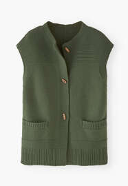 Knitted gilet, Forest green, webstill
