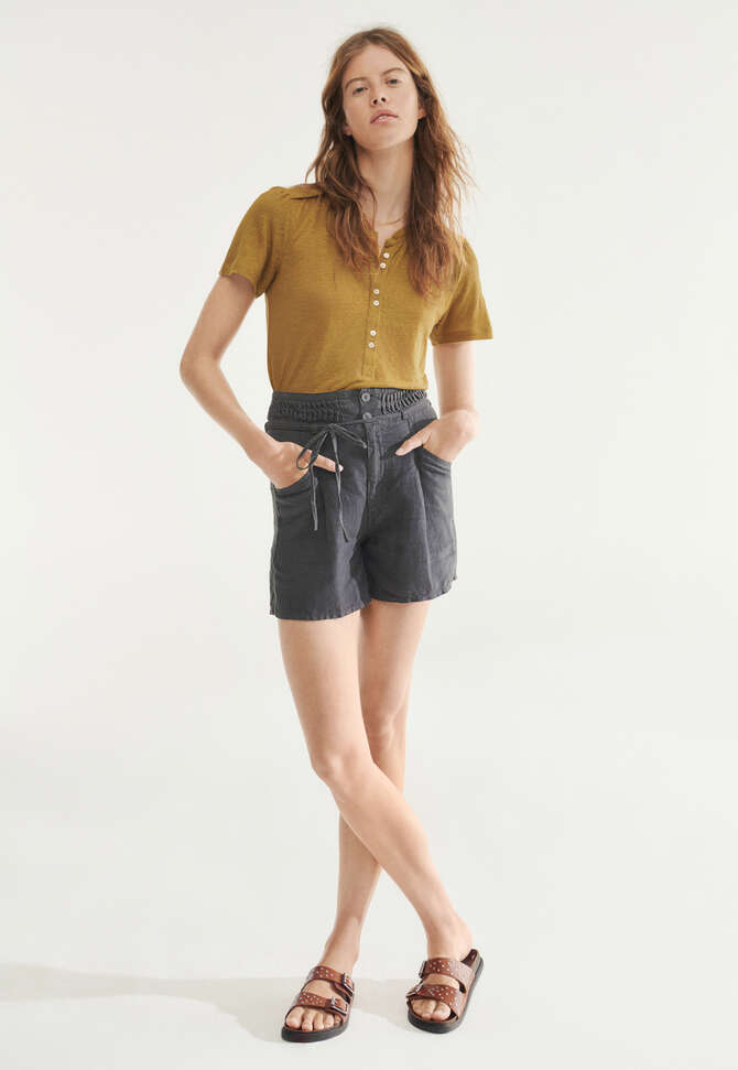 Collared jersey top, Mustard marl, completeTheLook