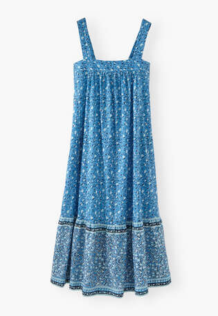 Tiered printed sundress, China blue, webstill