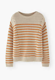 Stripe sweater, Ecru orange, webstill