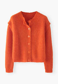 Rib-stitch cardigan, Red orange, webstill