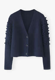 Bobble cardigan, Midnight blue, webstill