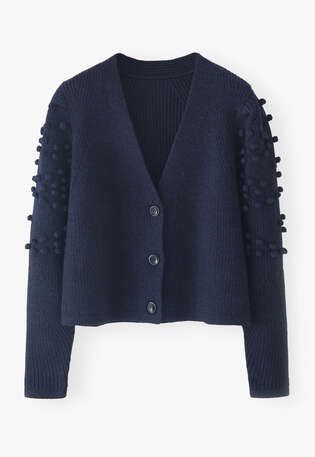 Bobble cardigan, Midnight blue, webstill