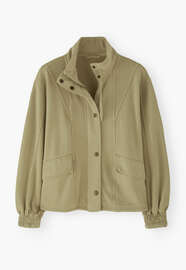 High-neck jersey jacket, Soft olive, webstill