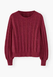 Lace-stitch sweater, Garnet, webstill