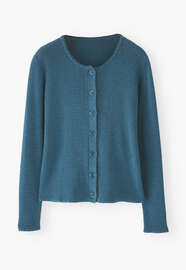 Waffle-stitch cardigan, Petrol, webstill