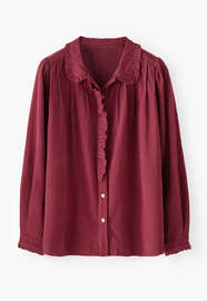 Cord pleated blouse, Garnet, webstill