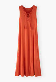 Lace-front jersey dress, Vermillion orange, webstill