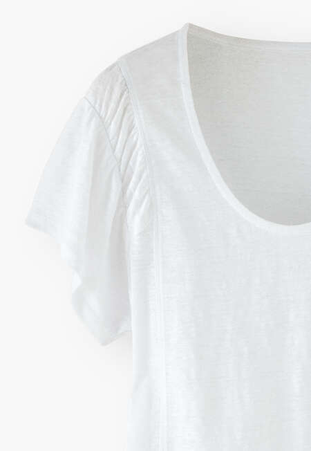 Gathered-sleeve top, White, completeTheLook